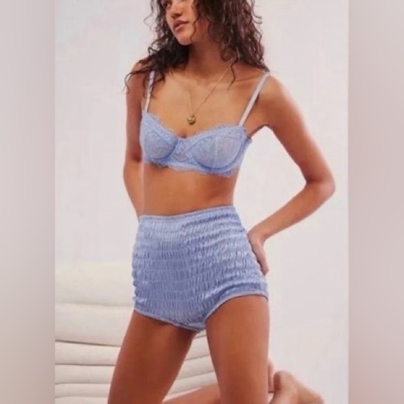 New- Free People Ruched Satin Shorties - Picture 2 of 7
